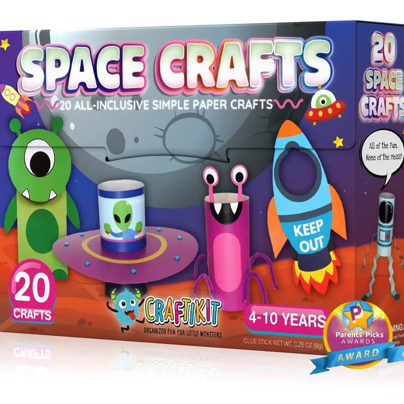 🎨 Craftikit 20 Crafts in a Box – Easy Low-Mess Paper Craft Kit for Kids Ages 3–8 ✂️✨