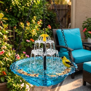 🔥Last 4 hours Hot Sale 50%-🐦Solar Cascade Hanging Bird Bath Fountain