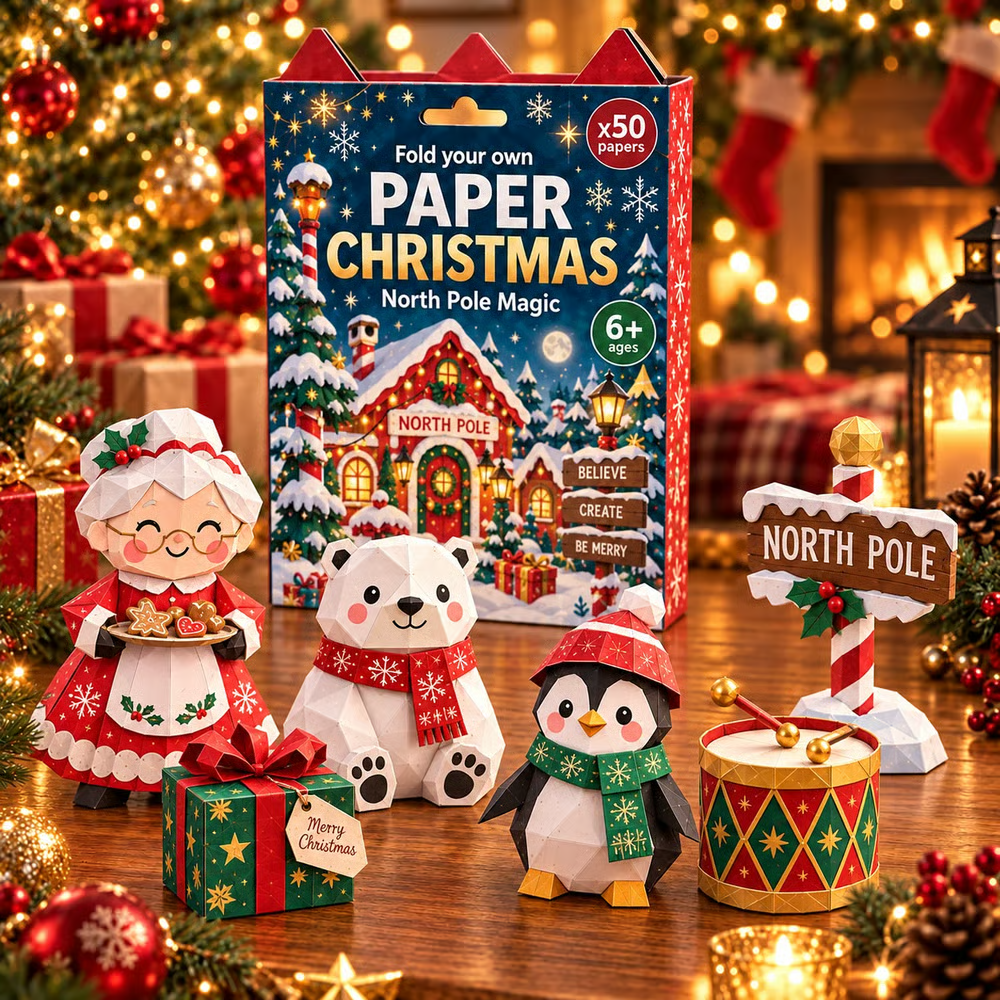 🎄✂️ Paper Christmas Craft Kit — 250 Sheets, 5 Festive Themes, DIY 3D Paper Crafts