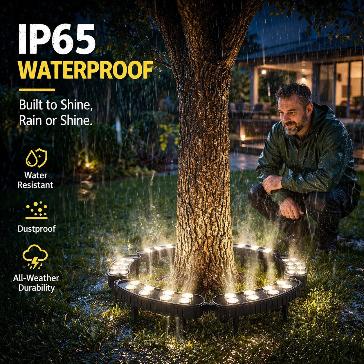 🌳 Solar LED Ring Tree Spotlight for Outdoor Landscape Lighting