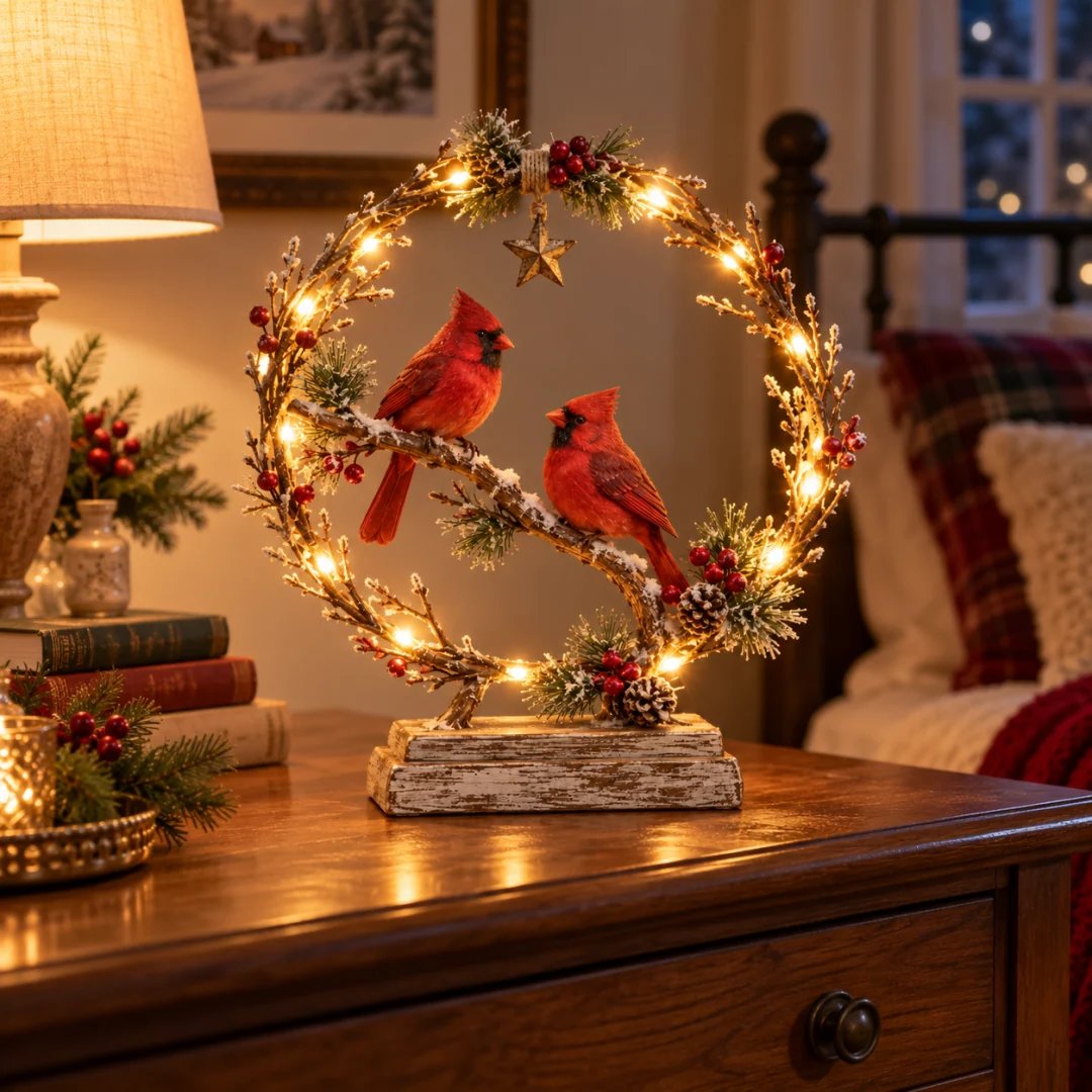 ⏳ Last Day 49% OFF –🐦Lighted Cardinal Tabletop Decor