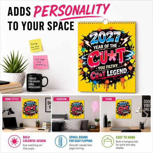 💥Early Bird Sale — 49% OFF🎁2027 Year of the Cu*t Wall Calendar – Bold Graffiti Humor Calendar📆🌟
