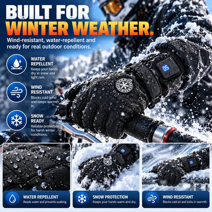 ⏳ Last Day 50% OFF-🔥 Rechargeable Heated Gloves – 3 Heat Settings, Waterproof Touchscreen Winter Gloves