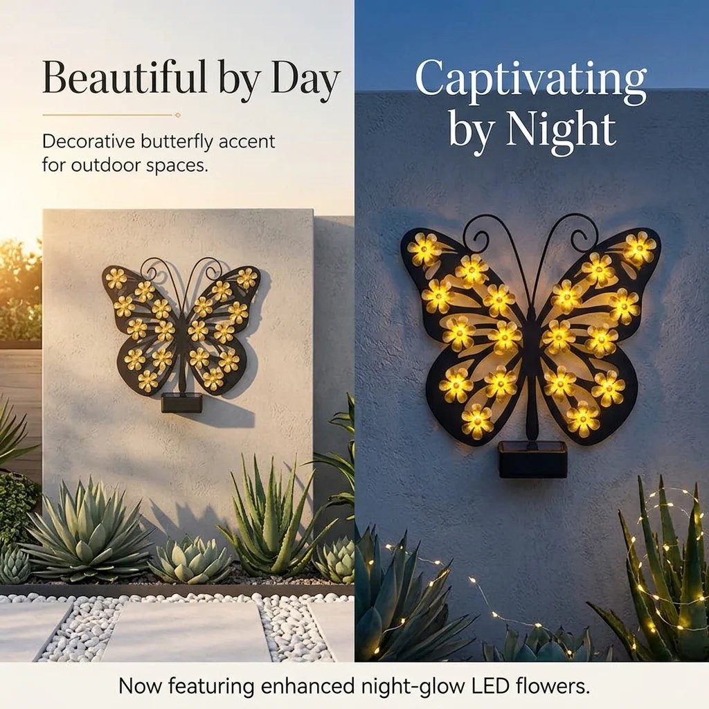🦋☀️Solar Flapping Wing Butterfly Garden Wall Light