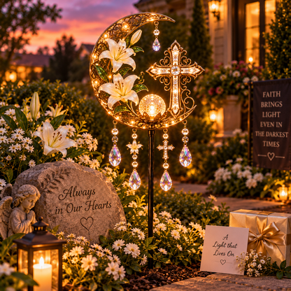 ⏳ Last Day 50% OFF-✝️✨ Cross and Lily Solar Garden Wind Chime Light