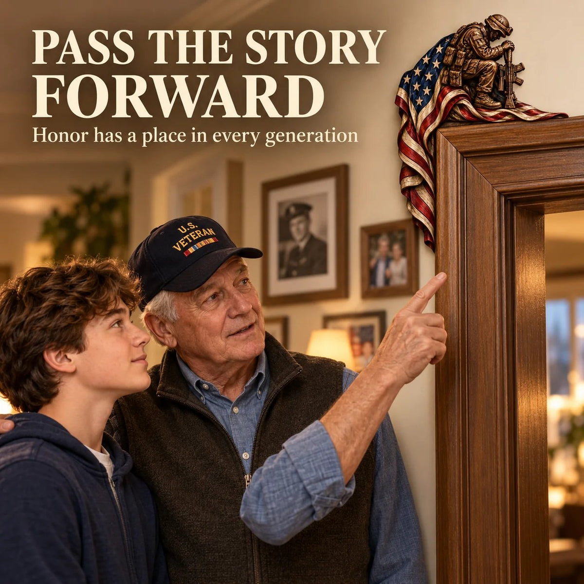⏳ Last Day 49% OFF –❤️‍🔥Patriotic American Flag & Cross& Veteran Door Frame Corner Decor