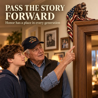 ⏳ Last Day 49% OFF –❤️‍🔥Patriotic American Flag & Cross& Veteran Door Frame Corner Decor