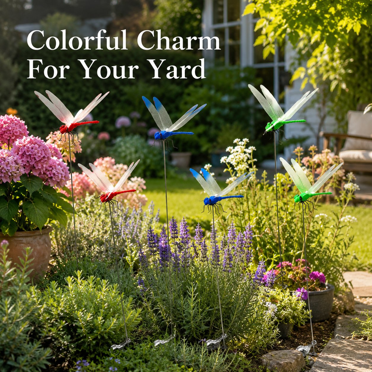 3D Dragonfly Garden Stakes With Clips