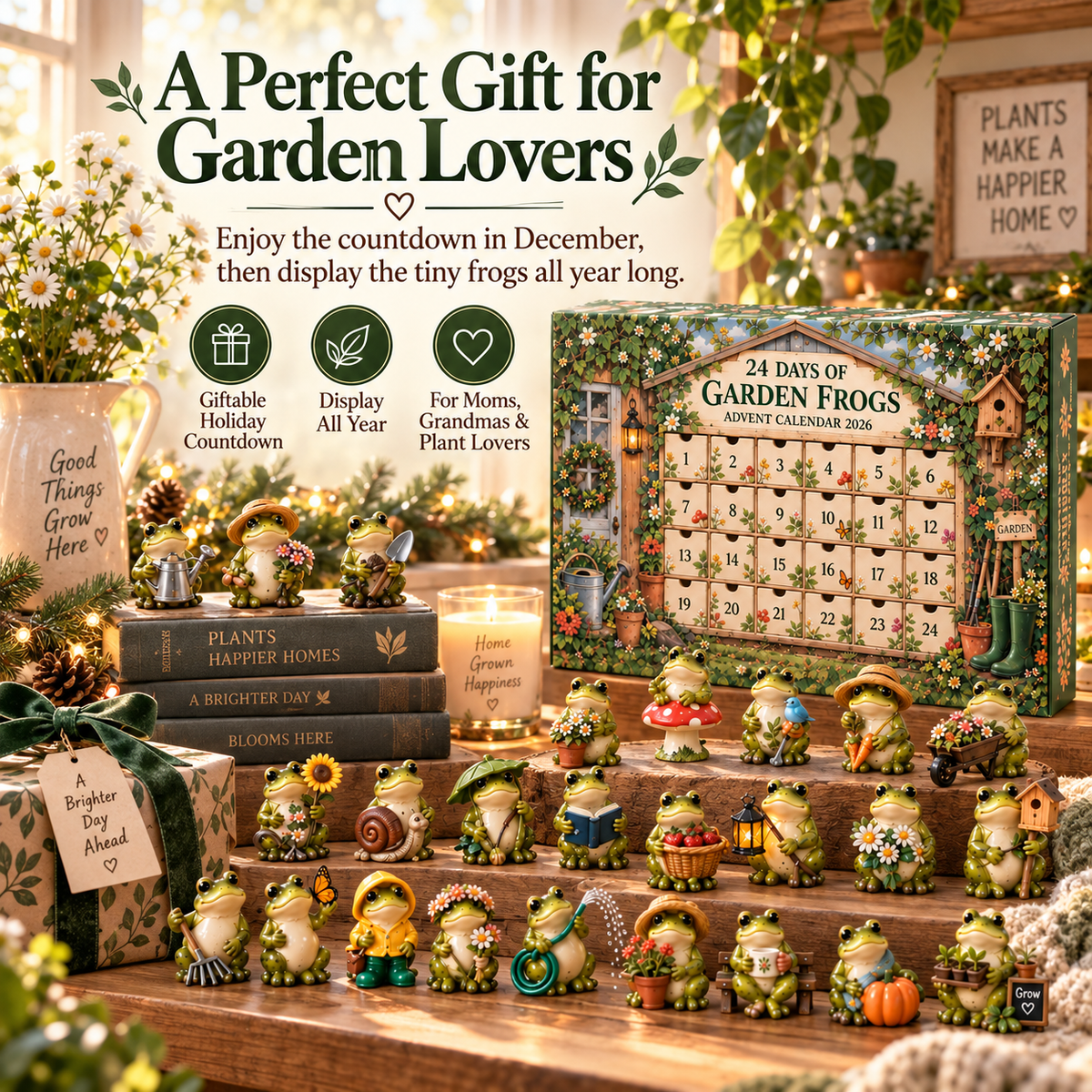 🐸 Garden Frog 24-Day Countdown Calendar – 24 Unique Little Frog Friends & Garden Surprises for Every December Day