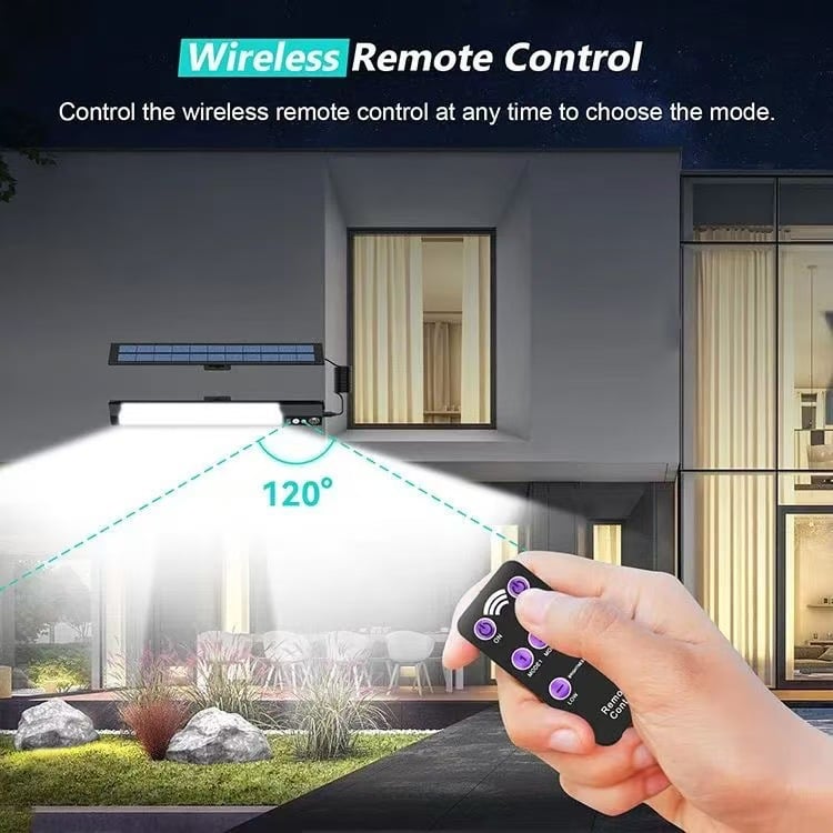 High-brightness solar wall light with motion sensor activation