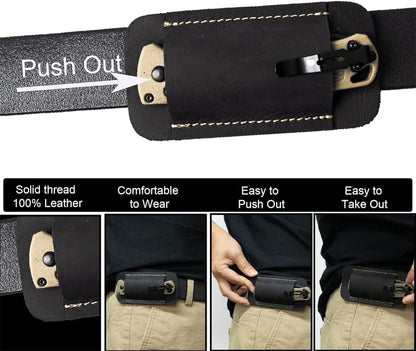 Genuine Leather Knife Sheath Foldable Lightweight Belt Pouch