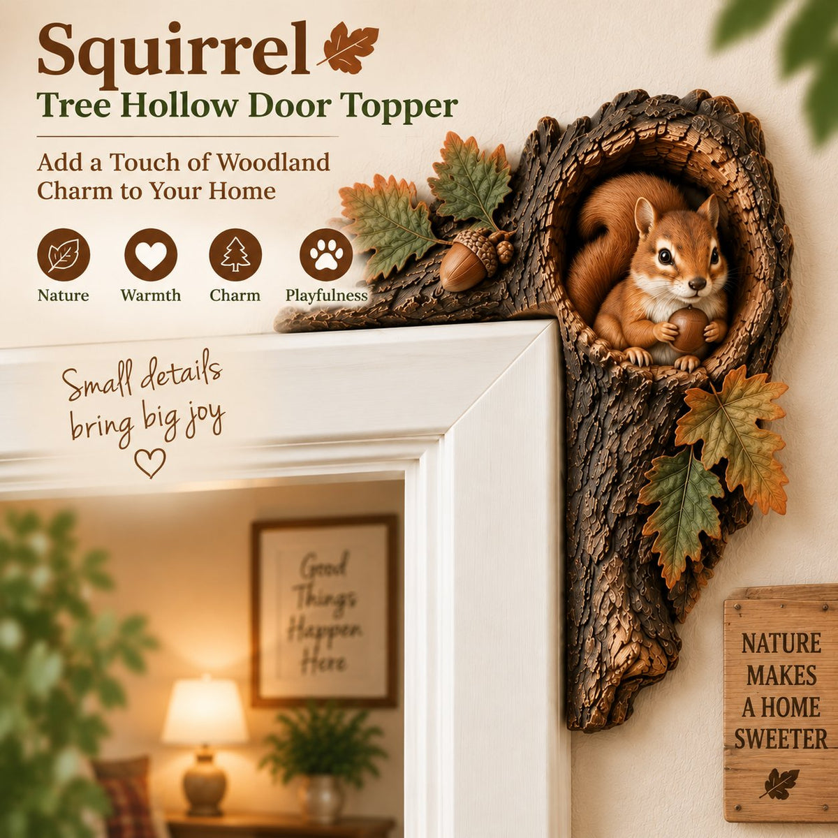 🔥LAST DAY 50% OFF -🐿️ 3D Chipmunk Tree Hollow Door Topper