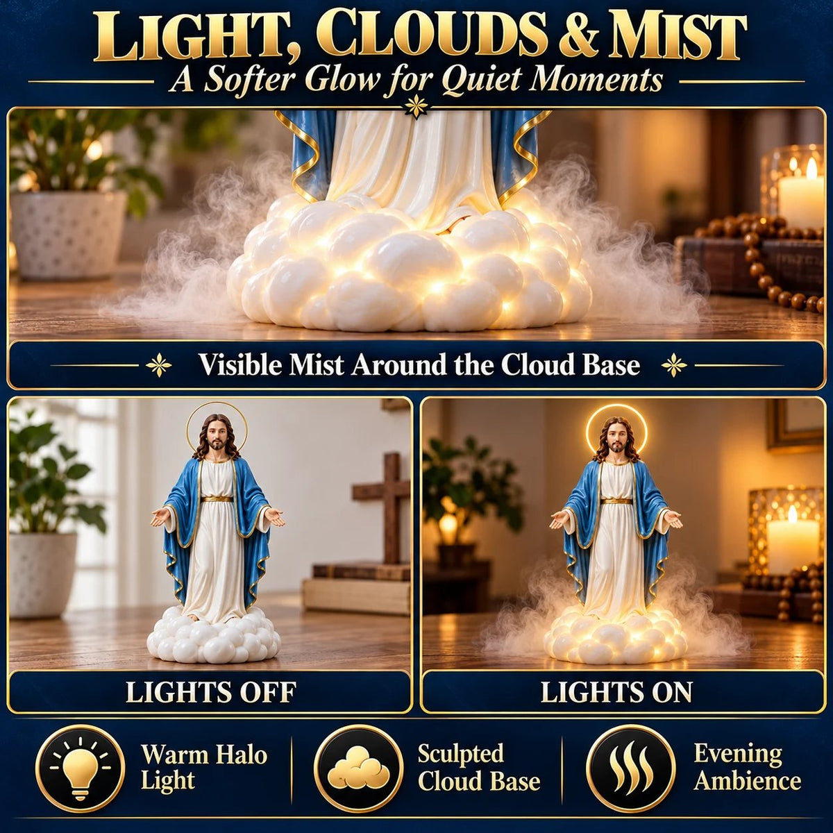🔥 Last Day 50% OFF ✝️✨ Holy Mist Humidifier —  Daytime Décor, Evening Glow☁️💛