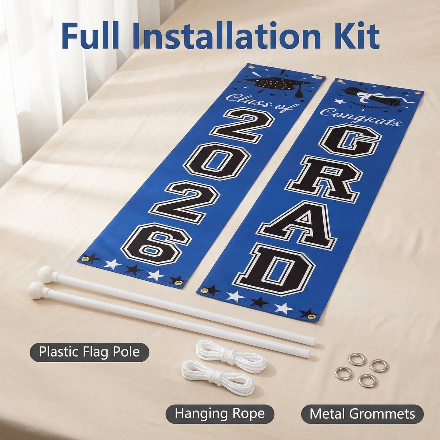 🚩 Personalized Welcome Door Banners: Class of 2026 Graduation Sign & Porch Decor (Set of 2)