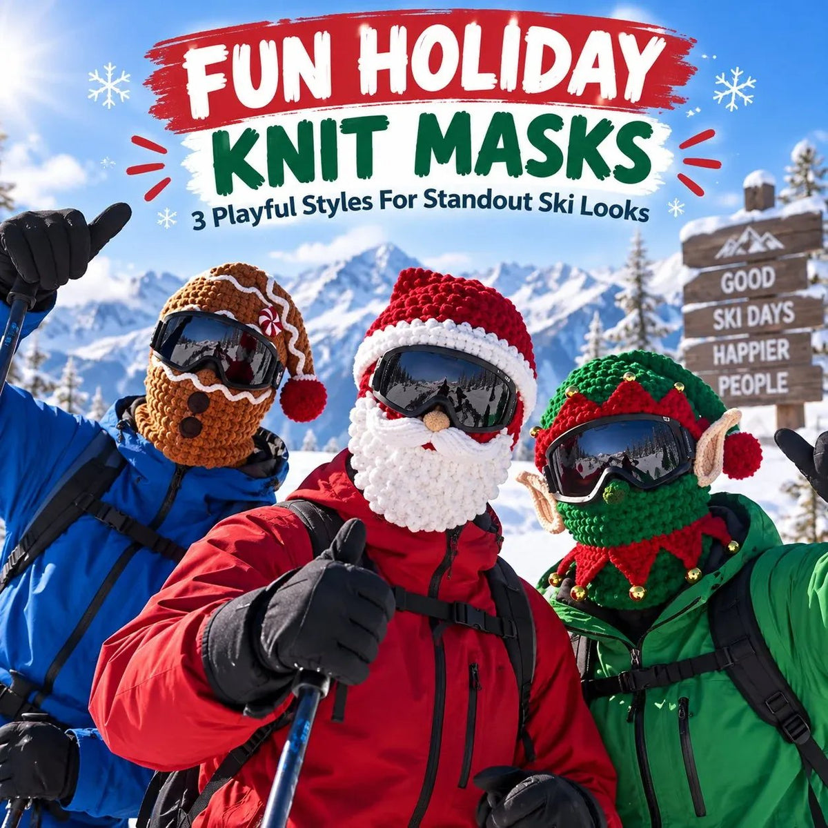 🎄 3D Christmas Knit Ski Mask | 3 Festive Character Styles for Winter Fun ❄️