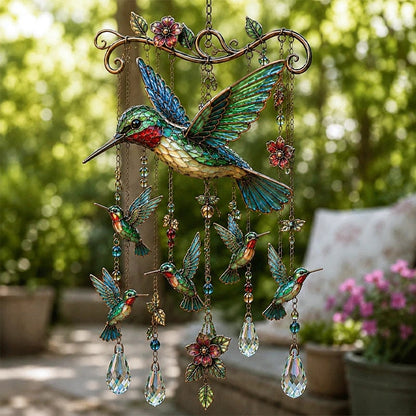🔥Last Day 49% OFF🐦🎐Graceful Hummingbird Crystal Suncatcher Wind Chime