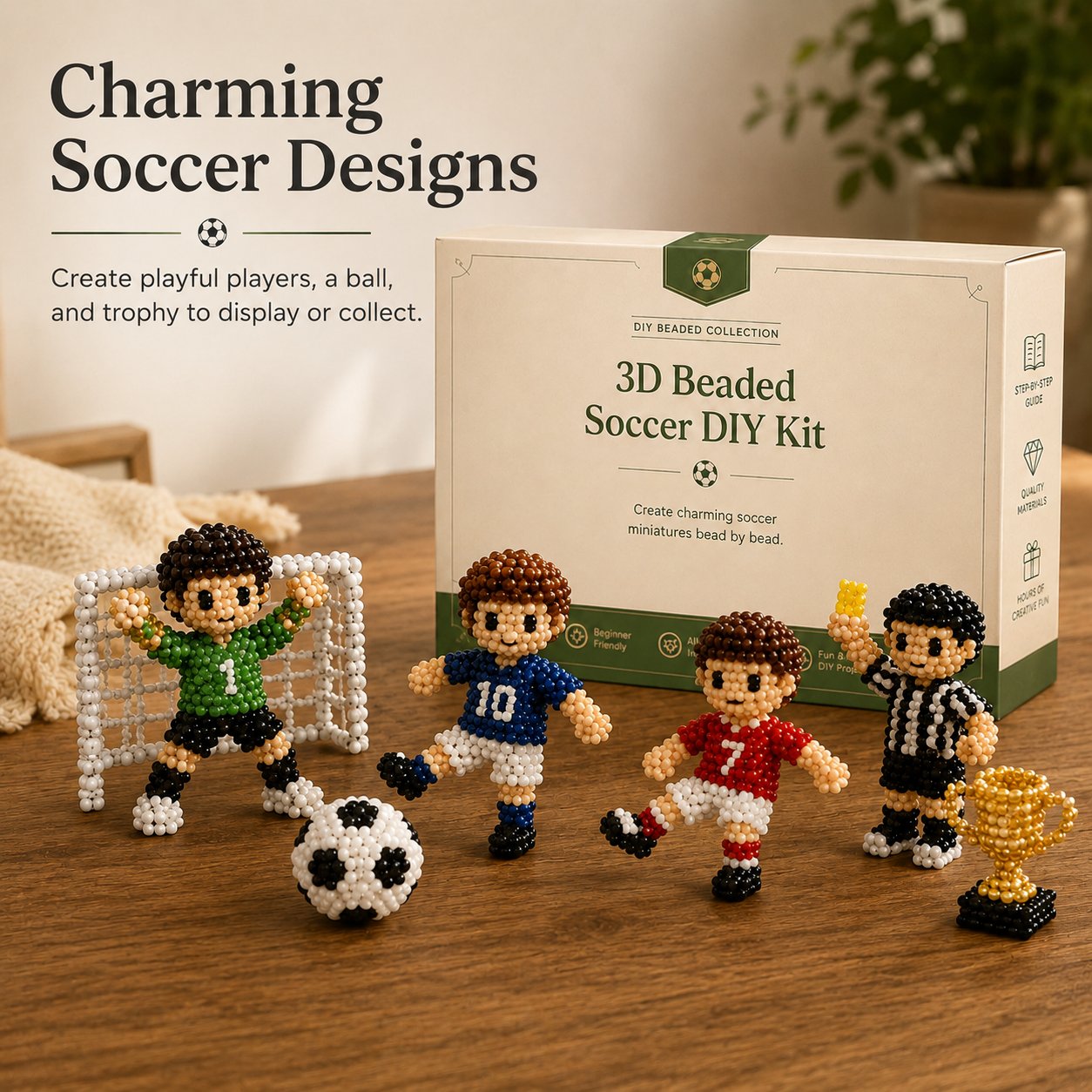 🔥LAST DAY 50% OFF⚽ Soccer Fan Beaded Craft Kit |Build Your Dream Team