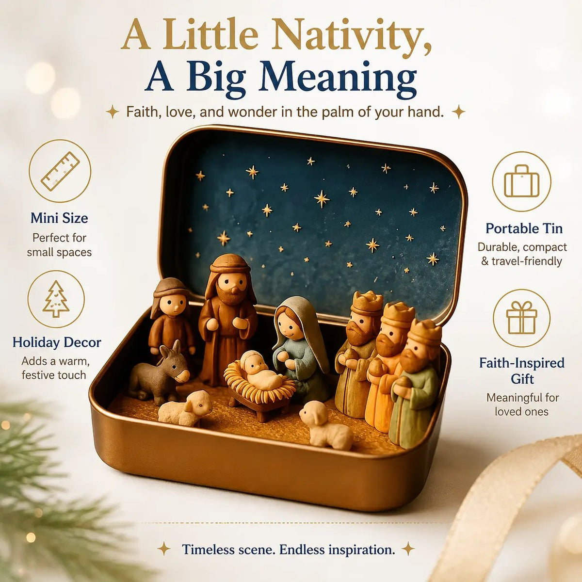 ✨Last Day 49% OFF-✝️ Mini Nativity Scene Keepsake Tin — Pocket-Sized Christmas Holy Family Set