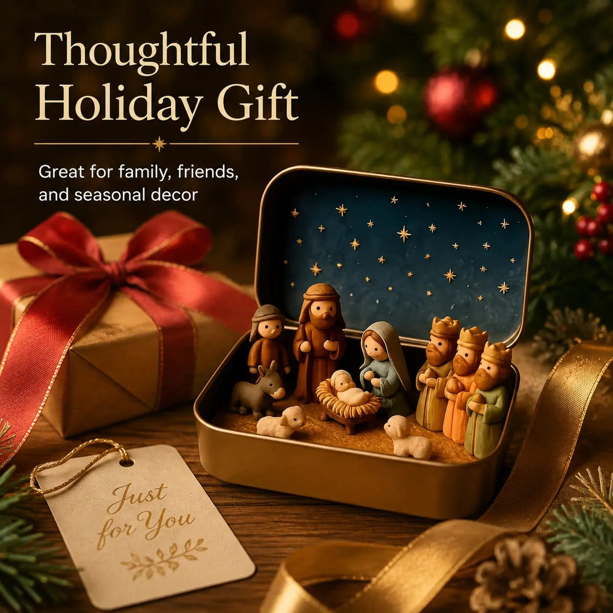 ✨Last Day 49% OFF-✝️ Mini Nativity Scene Keepsake Tin — Pocket-Sized Christmas Holy Family Set