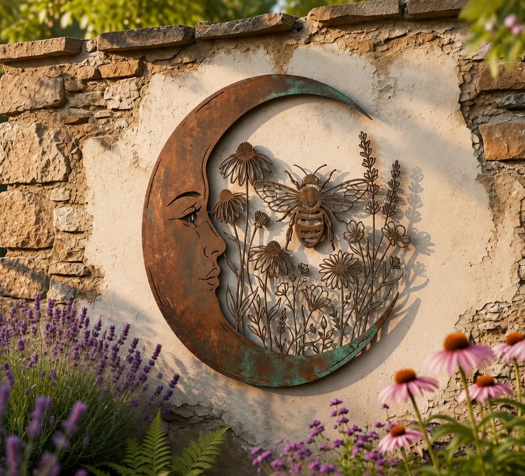 Last Day 50% OFF🌙🐝 Enchanted Crescent Moon Bee Wall Art