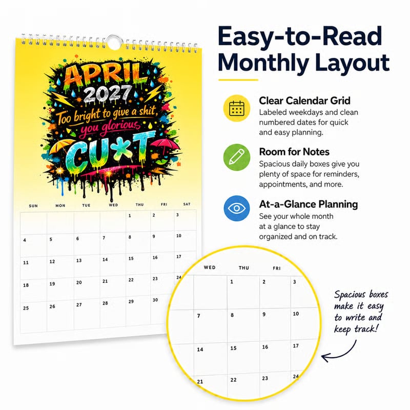💥Early Bird Sale — 49% OFF🎁2027 Year of the Cu*t Wall Calendar – Bold Graffiti Humor Calendar📆🌟