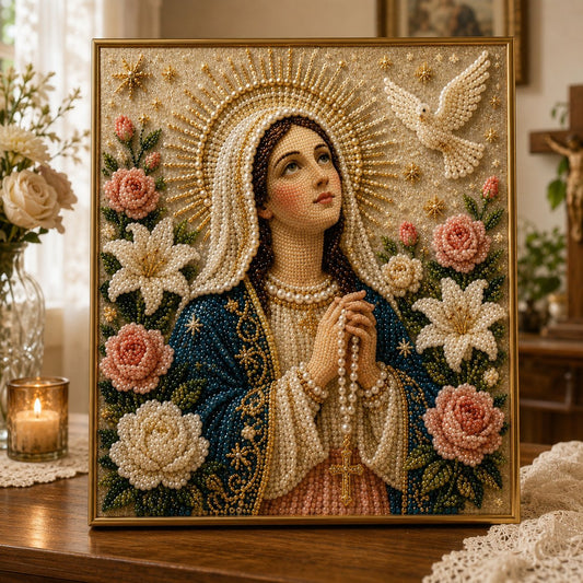 🙏✨ New Arrival 49% OFF – Virgin Mary Pearl Bead DIY Art Kit | A Beautiful Faith-Inspired Gift