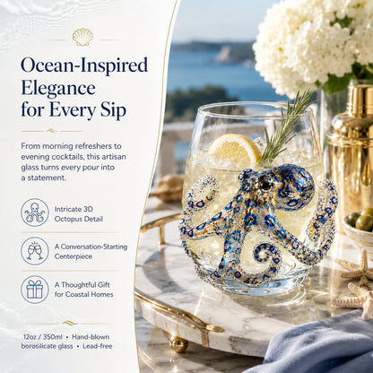 🔥Last Day 49% OFF🌊Handcrafted Blue Ringed Octopus Art Glass Cup