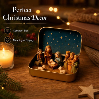 ✨Last Day 49% OFF-✝️ Mini Nativity Scene Keepsake Tin — Pocket-Sized Christmas Holy Family Set