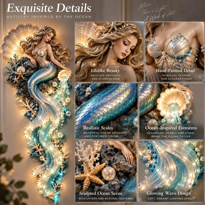 ⏰Limited Stock 49% OFF - 🌊✨ Enchanted Ocean Legends™ Lighted Wall Décor Collection 🐋🧜‍♀️