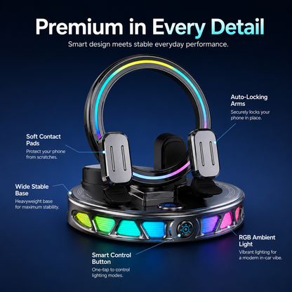 ✨RGB Smart Auto-Clamping Dashboard Car Phone Mount