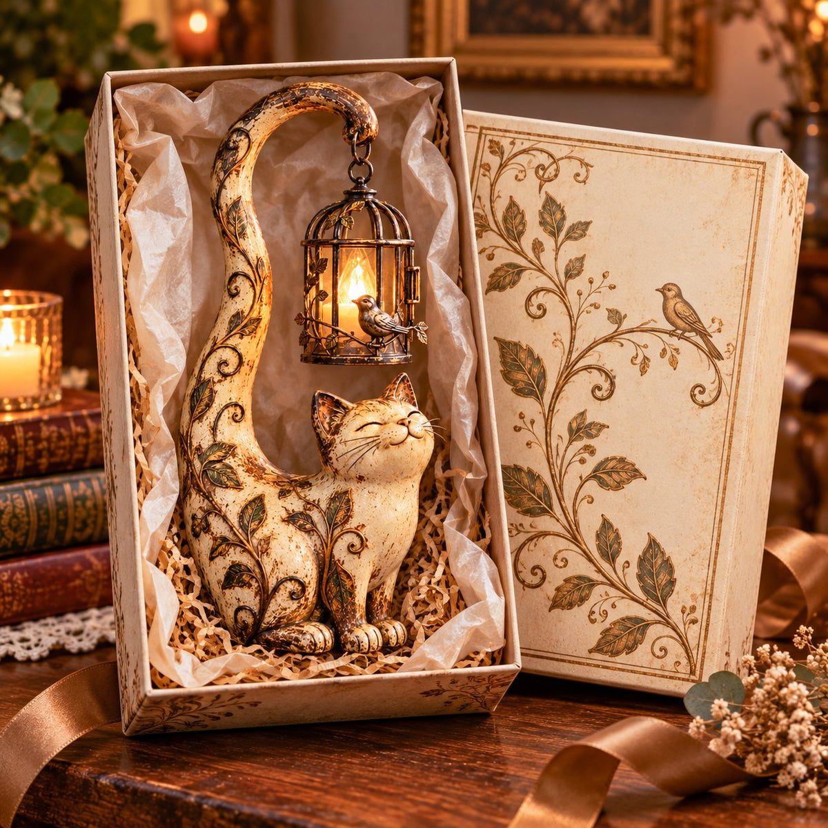 🔥LAST DAY 50% OFF - 🐈‍⬛Vintage Cat Lantern Sculpture Lamp