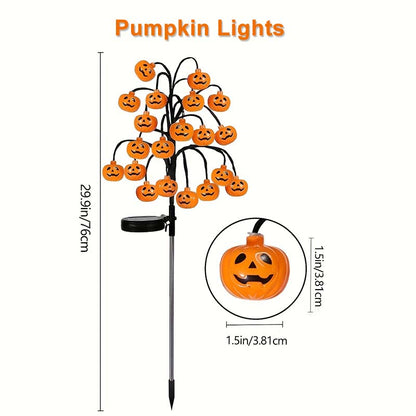 🎃Halloween Solar Pumpkin Spider Stake Lights, Auto On Off Waterproof Outdoor Pathway Lights for Yard Lawn Garden Decor