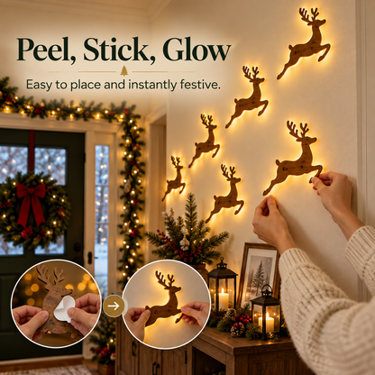 🔥LAST DAY 49% OFF -🦌 7-Piece Glowing Reindeer Wall Decor