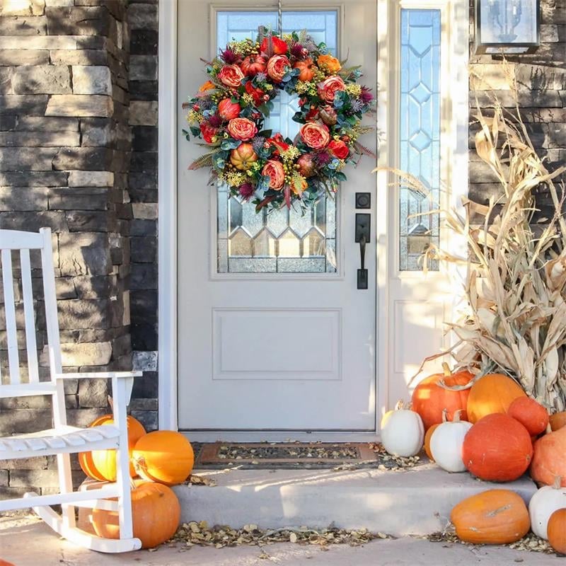 💖Last Day 49% OFF💖 Handmade Fall Peony And Pumpkin Wreath - Year Round Wreath