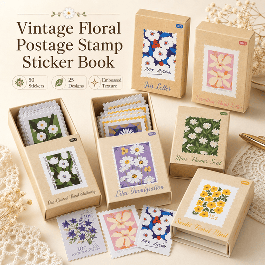 🌸 Vintage Floral Postage Stamp Sticker Book