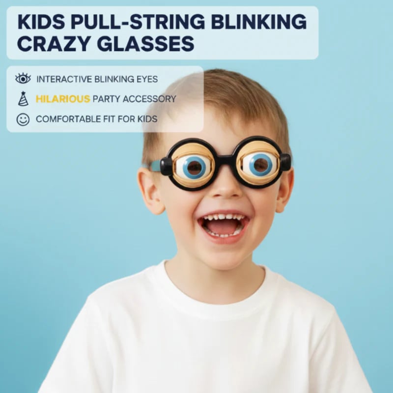 👀 Kids Pull-String Blinking Crazy Glasses - Party Prank Prop for Non-Stop Laughter 🎉