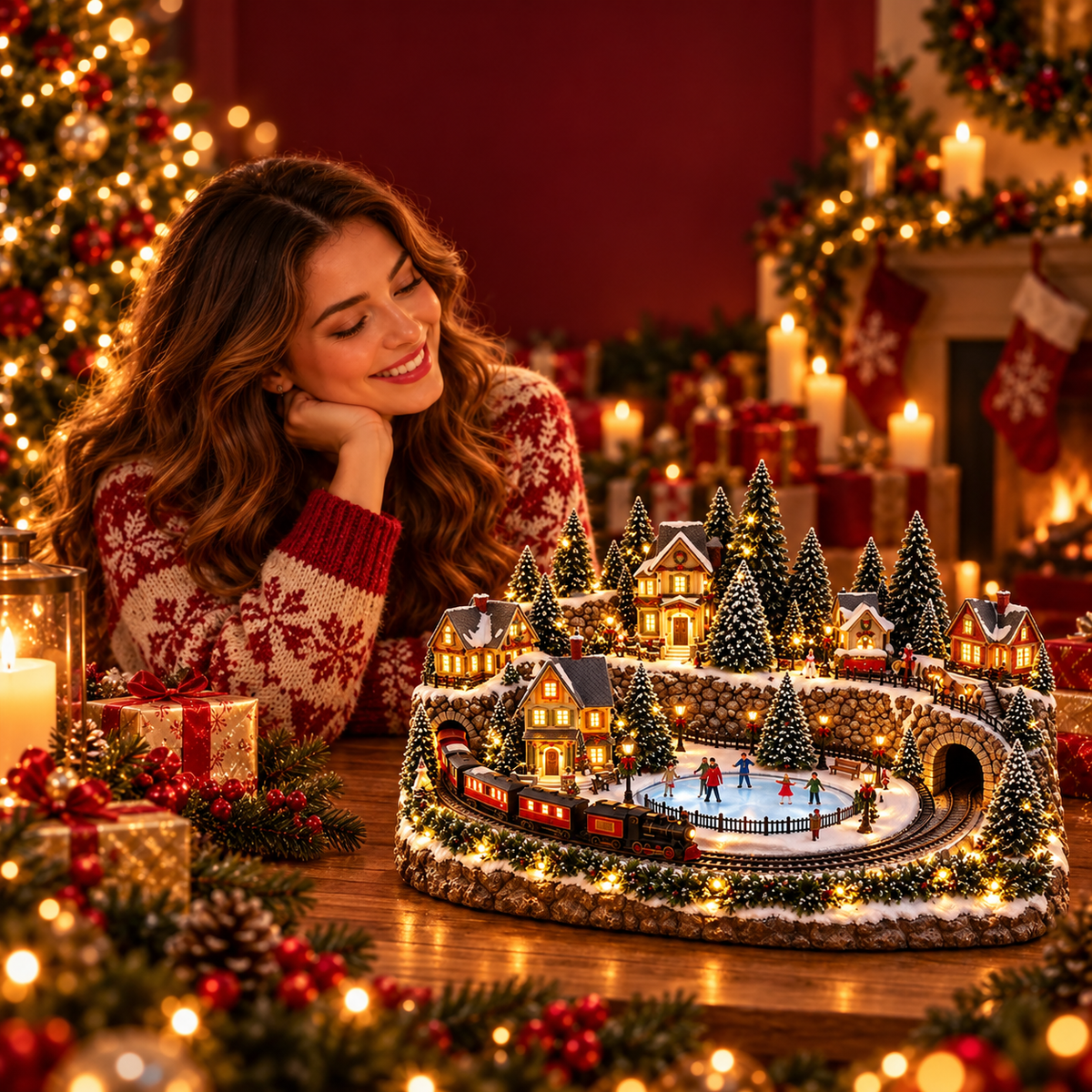✨LAST DAY 49% ✨OFF Animated Holiday Train & Ice Rink Scene