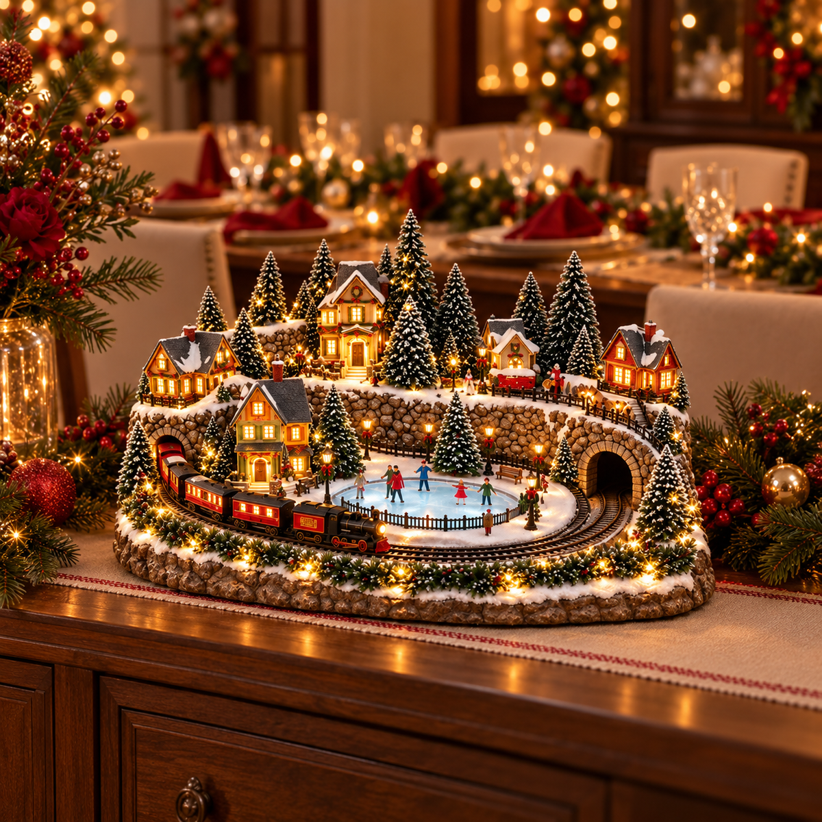 ✨LAST DAY 49% ✨OFF Animated Holiday Train & Ice Rink Scene