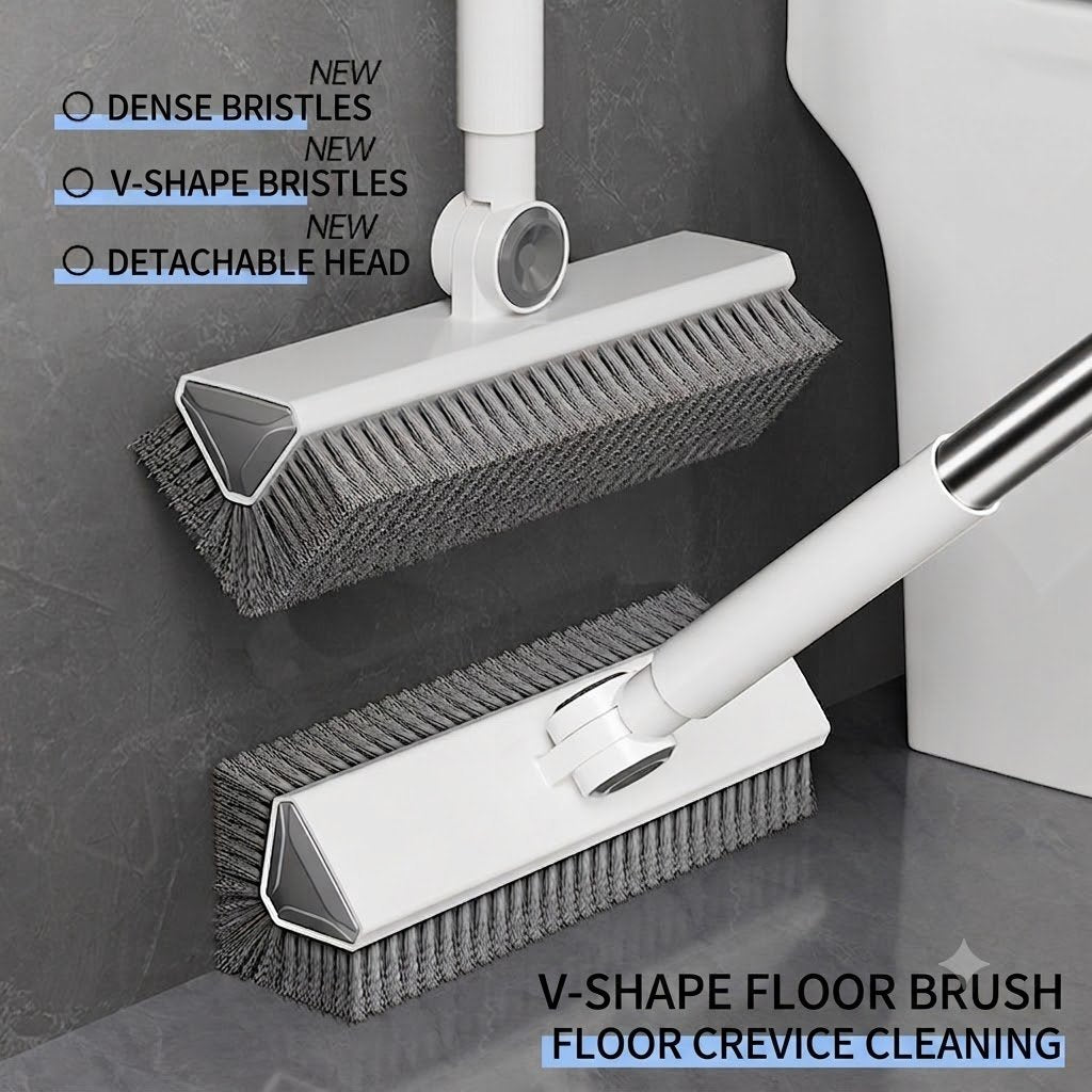 3-in-1 Adjustable Floor Scrub Brush – 360° Rotating Cleaning Tool(Free Shipping)
