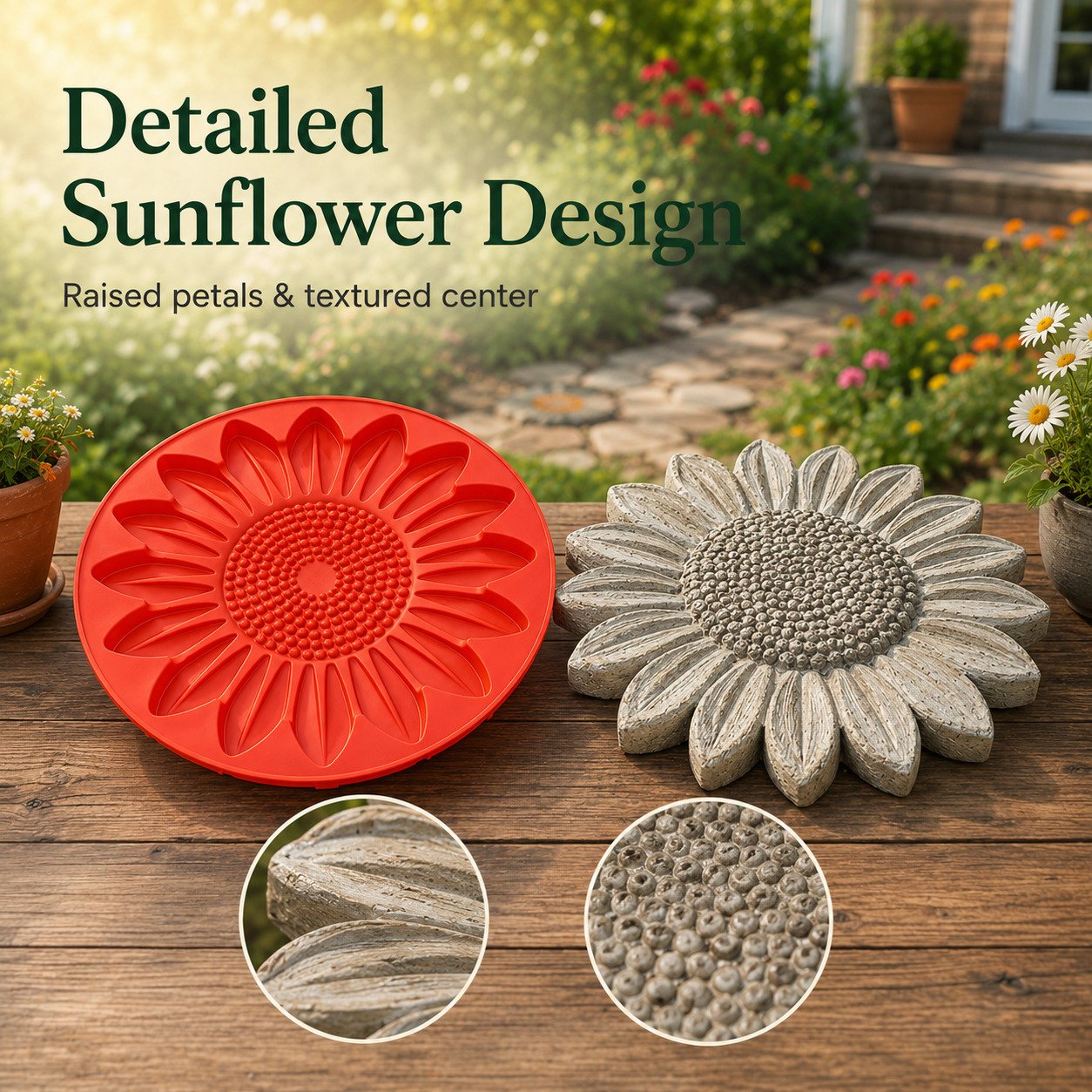 🌻 Reusable DIY Concrete Mold For Outdoor Decor – Create Beautiful Handmade Garden Path Decor