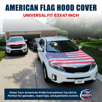🔥65K+ Sold American Eagle Car Hood Flag Cover 🇺🇸🦅 No Glue, No Tools, Install in 1 Minute 🚗