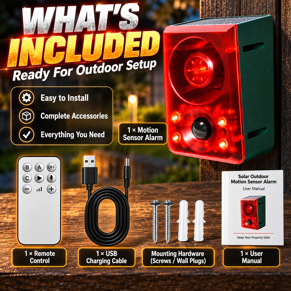⏰LAST DAY 50% OFF -☀️Outdoor Solar Motion Sensor Alarm