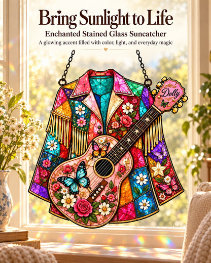 ⏰ LAST DAY 49% OFF - 💃 Handmade Dolly Parton “Coat of Many Colors” Stained Glass Suncatcher