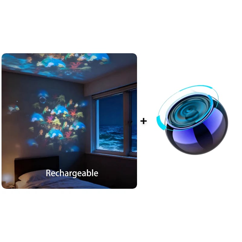 Multi-Themes Dynamic Rotating Ocean Projection Night Light