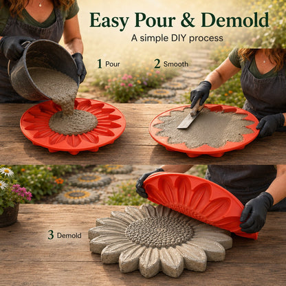 🌻 Reusable DIY Concrete Mold For Outdoor Decor – Create Beautiful Handmade Garden Path Decor