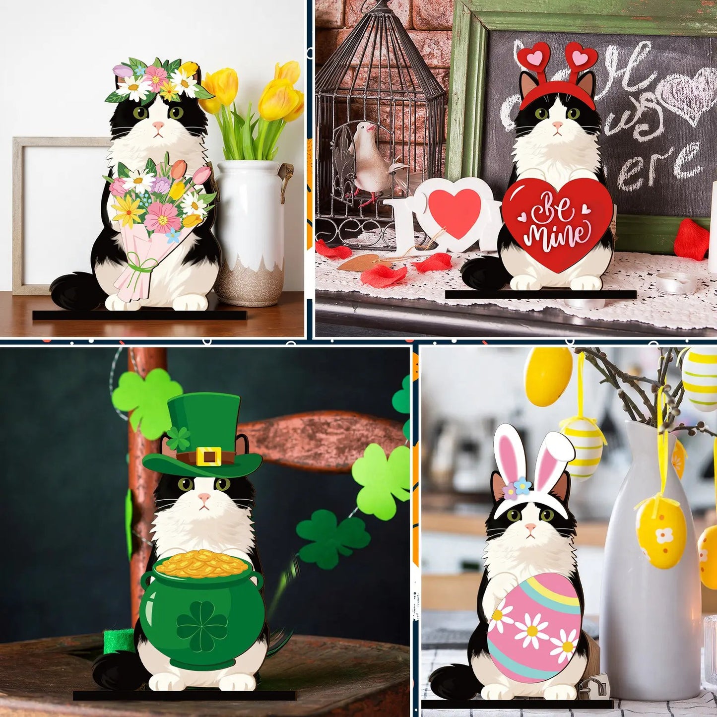 Hot Sale🔥Cute Animals Sign Easter Gift Cat Wooden Sign Desk Decor