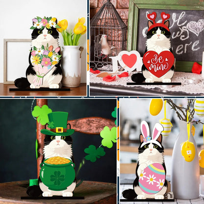 Hot Sale🔥Cute Animals Sign Easter Gift Cat Wooden Sign Desk Decor