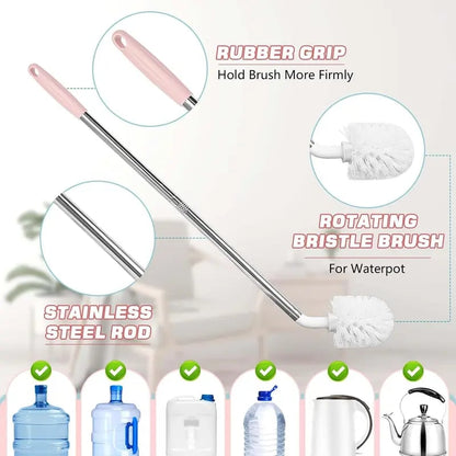 🧴 Extra Long Water Tank Cleaning Brush – Flexible Bristles for 5-Gallon Jugs, Deep Clean Narrow Openings & Wide Containers