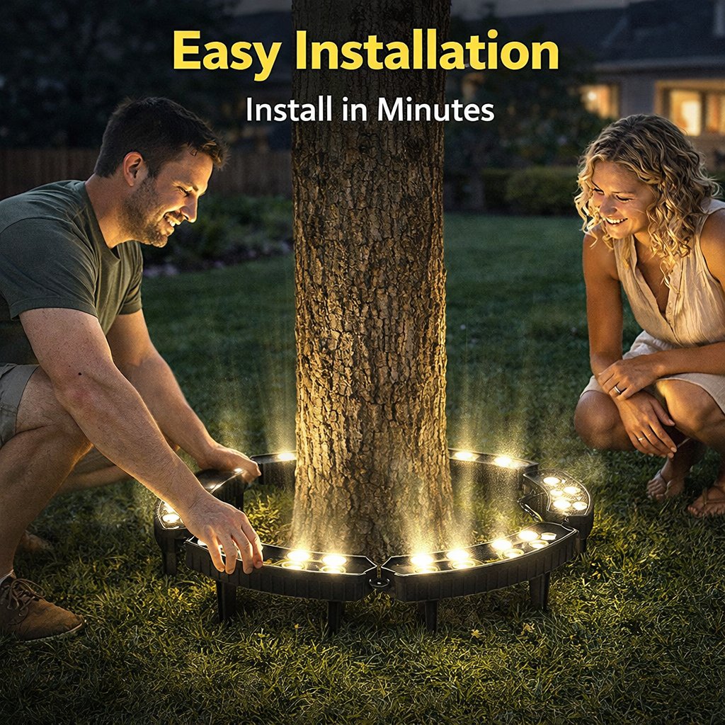 🌳 Solar LED Ring Tree Spotlight for Outdoor Landscape Lighting