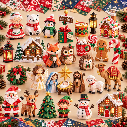 🎄✂️ Paper Christmas Craft Kit — 250 Sheets, 5 Festive Themes, DIY 3D Paper Crafts